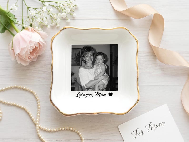 Personalized Bestie Photo Trinket Dish, Photo Jewelry Dish, Jewelry Ring Dish, Bridesmaid Proposal, Maid of Honor, Photo Trinket Dish