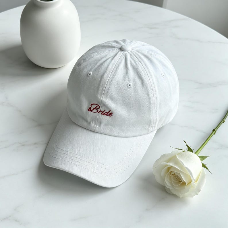 Personalized Cotton Bride Squad Baseball Cap, Custom Text Embroidered Bachelorette Party Hat, Camp Bachelorette Cap, Bridal Shower Gift