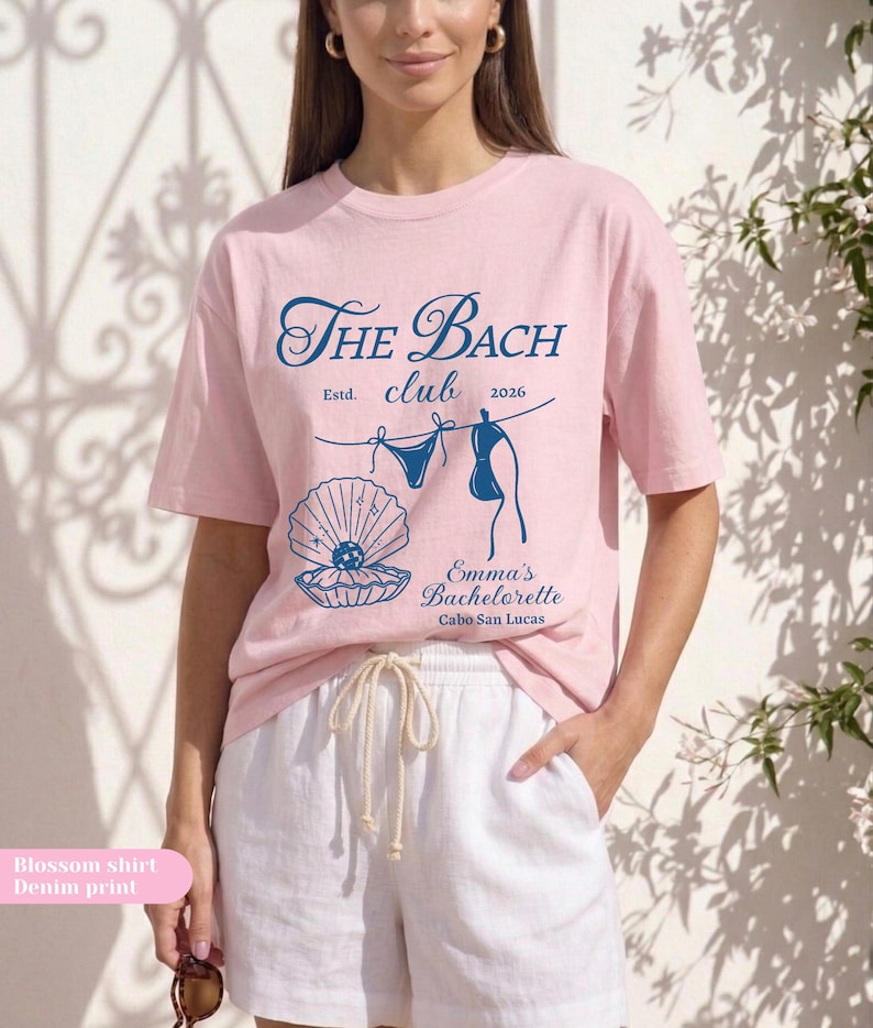 Custom Beach Bachelorette Trip Shirts | The Bach Club Tees for Coastal Party | Bride and Bridesmaid T-shirts for Bachelorette Cruise