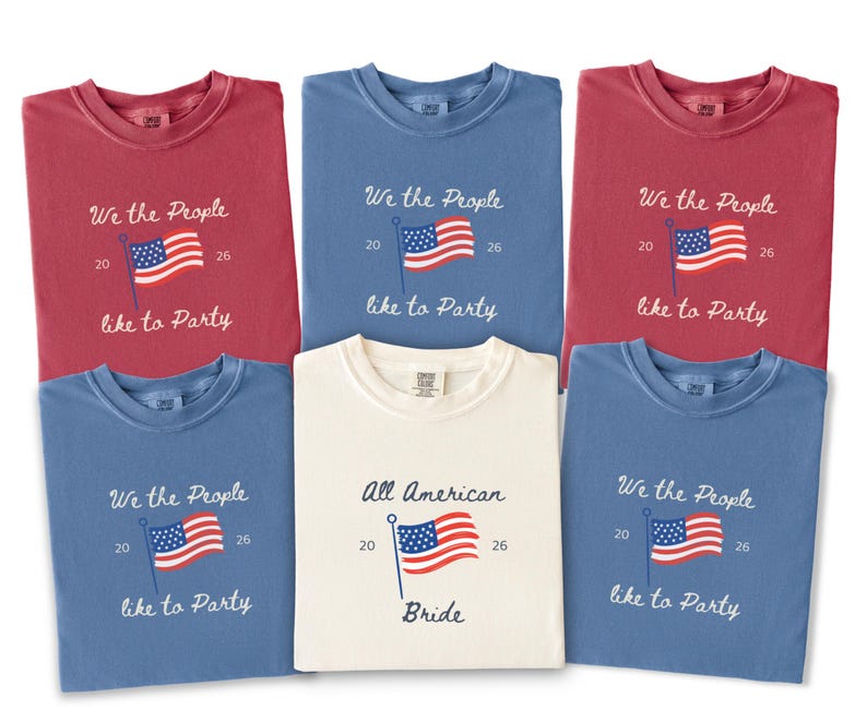 Custom All American Bride 4th of July Bachelorette Shirts, Red White I Do Tees, Matching Bride Tribe, Independence Day Weekend Bach Tee