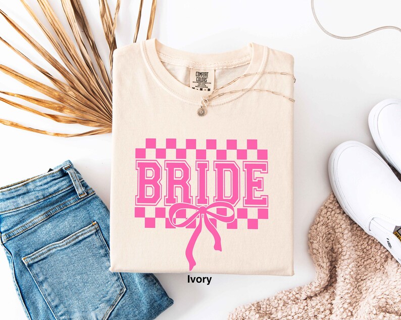 Comfort Colors® Checkered Bachelorette Shirts,Bride To Be Tee,Classy Racing Bach Shirt,Coquette Bow Bride T-Shirt,Hen Party Invitation Shirt