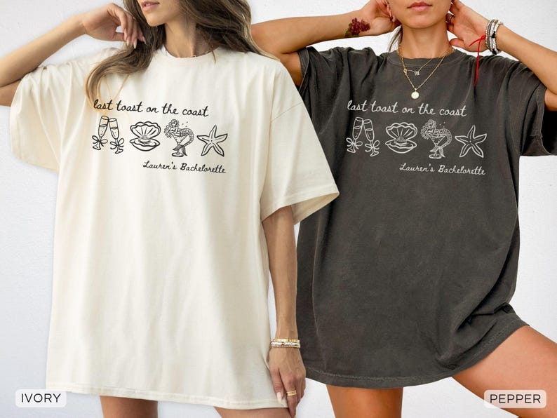 Last Toast on the Coast Bachelorette Comfort Colors® Shirts, Beach Bachelorette Group T-shirts, Coastal Bach Tee