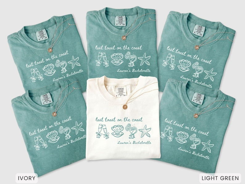 Last Toast on the Coast Bachelorette Comfort Colors® Shirts, Beach Bachelorette Group T-shirts, Coastal Bach Tee
