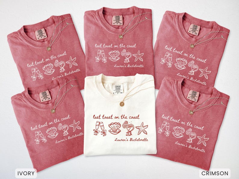 Last Toast on the Coast Bachelorette Comfort Colors® Shirts, Beach Bachelorette Group T-shirts, Coastal Bach Tee