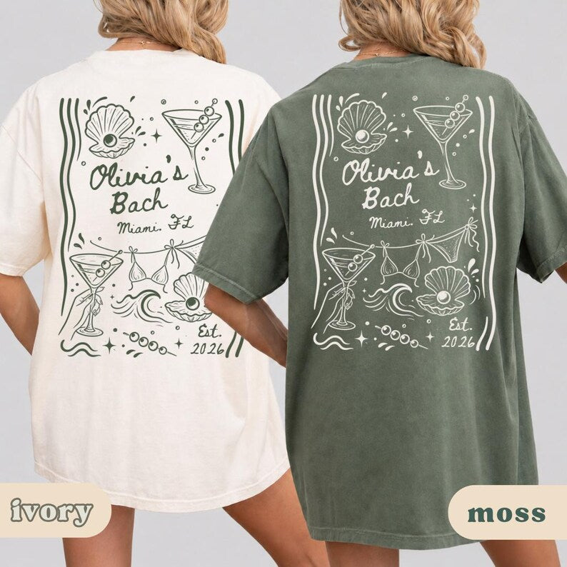 Custom Beach Bachelorette Comfort Colors Shirt, Coastal Bride Tee, Cocktail Party Shirt, Beach Bach Bridal Party Gift