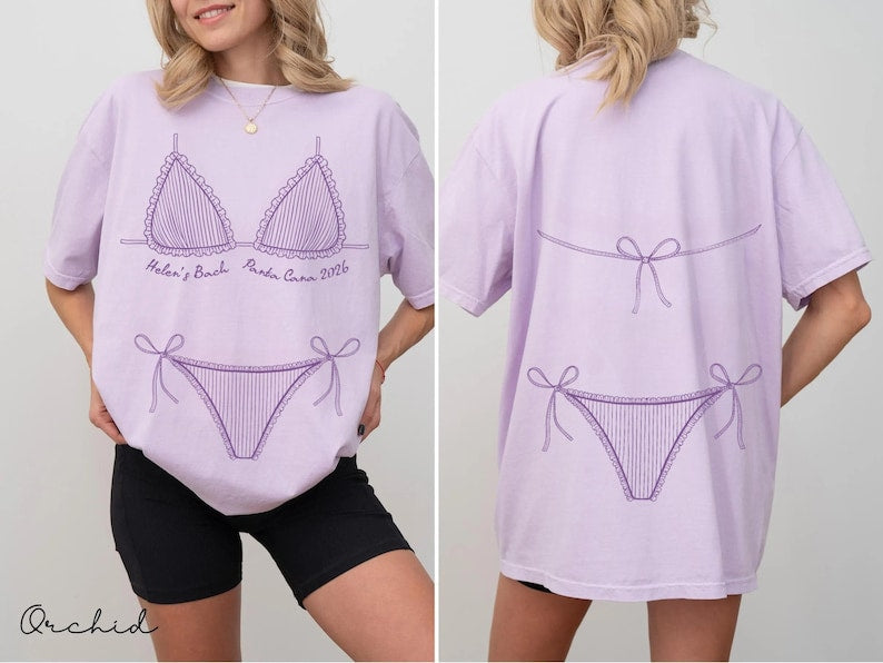 Personalized Bikini Bachelorette Shirt, Custom Beach Bach Party Shirt, Coastal Bachelorette Shirt, Bridal Party Shower Gift, Bachelor Shirt