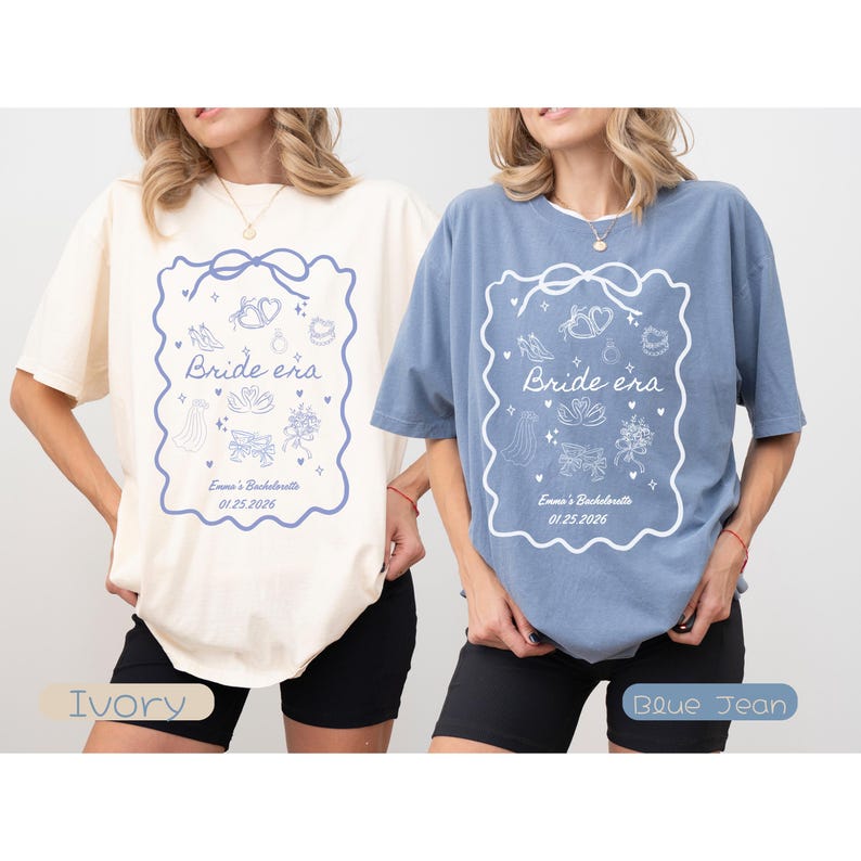 Custom Bride Era T-shirt,Personalized Bachelorette Party Tee,Coquette Bow Bridal Shower Gift, and Drawn Wedding Doodles Shirt,Future Mrs Top