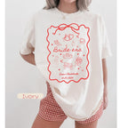 Custom Bride Era T-shirt,Personalized Bachelorette Party Tee,Coquette Bow Bridal Shower Gift, and Drawn Wedding Doodles Shirt,Future Mrs Top