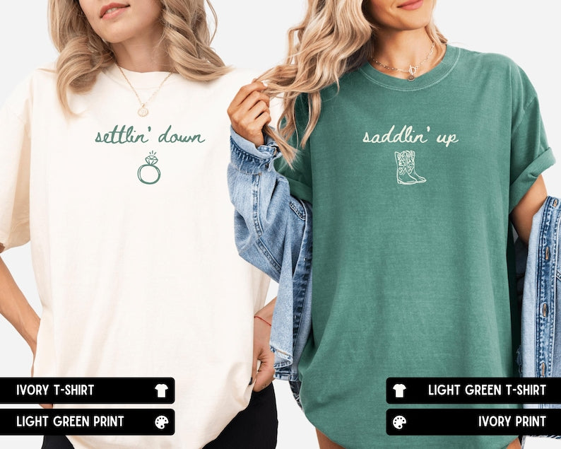 Saddlin' Up Bachelorette Comfort Colors Shirt, Custom Nashville Last Rodeo Bridal Party Tee