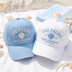 Custom Beach Bachelorette Hat, Personalized Seashell Girls Trip Cap, Coastal Resort Bride To Be Gift, 30A Bachelorette Party Favor Hats