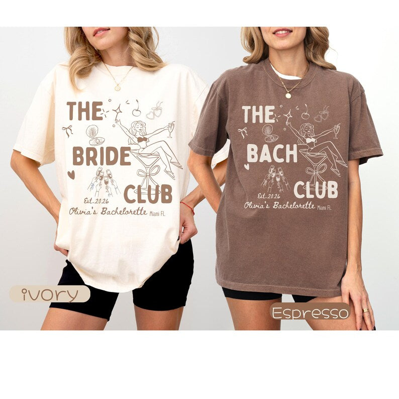 The Bach Club Custom Bachelorette Shirt,Retro Bridal Cocktail Party Tees,Trendy Disco Bride Crew Shirt,Modern Girls Night Out Merch
