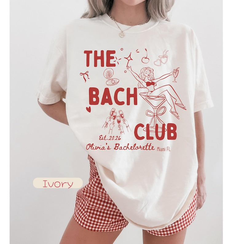 The Bach Club Custom Bachelorette Shirt,Retro Bridal Cocktail Party Tees,Trendy Disco Bride Crew Shirt,Modern Girls Night Out Merch