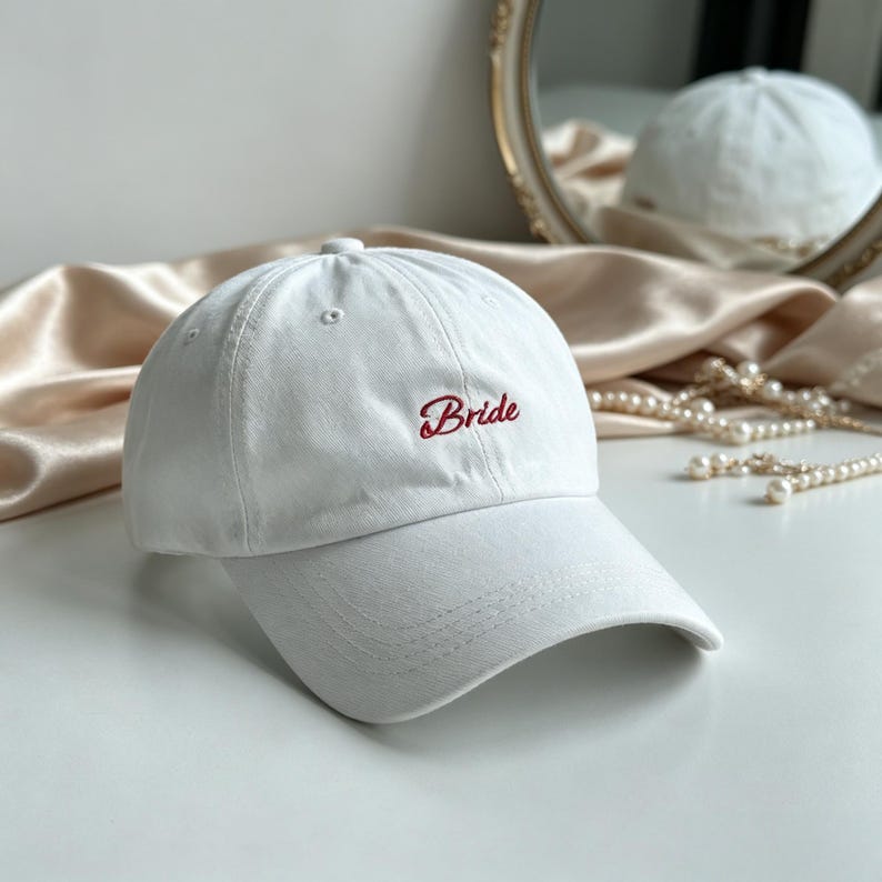 Personalized Cotton Bride Squad Baseball Cap, Custom Text Embroidered Bachelorette Party Hat, Camp Bachelorette Cap, Bridal Shower Gift
