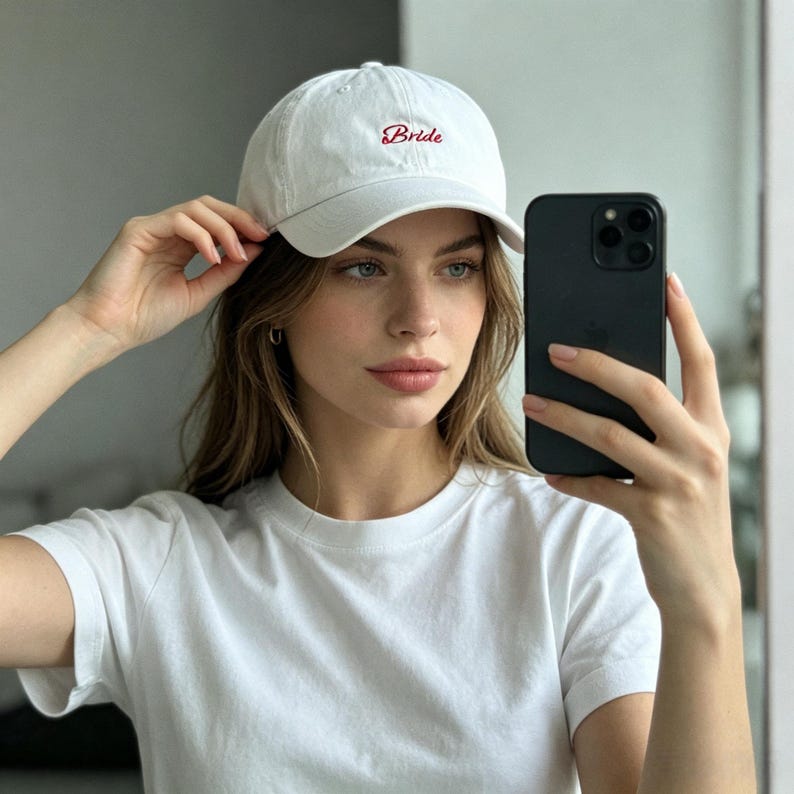 Personalized Cotton Bride Squad Baseball Cap, Custom Text Embroidered Bachelorette Party Hat, Camp Bachelorette Cap, Bridal Shower Gift