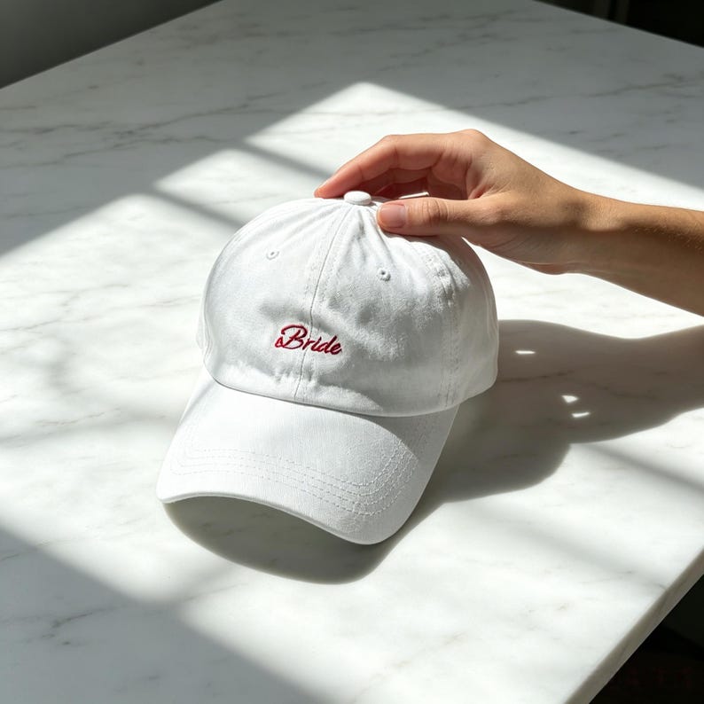Personalized Cotton Bride Squad Baseball Cap, Custom Text Embroidered Bachelorette Party Hat, Camp Bachelorette Cap, Bridal Shower Gift