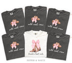 Bachelorette Shirt Bride’s Last Ride, Wild West Crew Tee, Comfort Colors® Western Cowgirl Boots Pink Bow Nashville Bachelorette Party tShirt