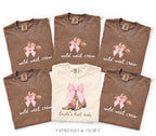Bachelorette Shirt Bride’s Last Ride, Wild West Crew Tee, Comfort Colors® Western Cowgirl Boots Pink Bow Nashville Bachelorette Party tShirt