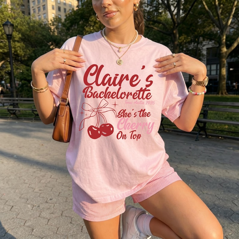 Comfort Colors® Personalized Bride to Be T-Shirt, Coquette Bow Bachelorette Party Tee