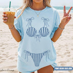 Comfort Colors® Seashell Bikini Shirt, Girls Beach Party Coastal Trip Tee, Bikini Bachelorette Shirts