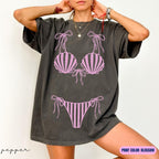 Comfort Colors® Seashell Bikini Shirt, Girls Beach Party Coastal Trip Tee, Bikini Bachelorette Shirts