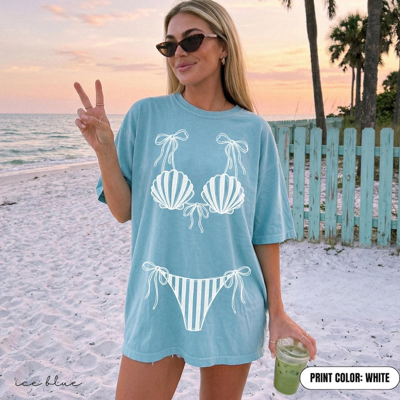Seashell Bikini Bachelorette Shirt – Coastal Girls Trip Bride Crew Tee