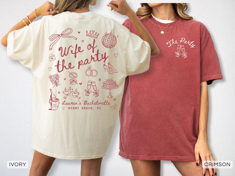 Comfort Colors® Wife of The Party Bachelorette Party Matching Shirts Bridesmaid Proposal Gift, Custom Getting Ready Bridal Party Tshirts