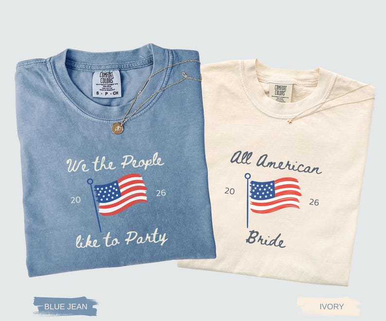 Custom All American Bride 4th of July Bachelorette Shirts, Red White I Do Tees, Matching Bride Tribe, Independence Day Weekend Bach Tee