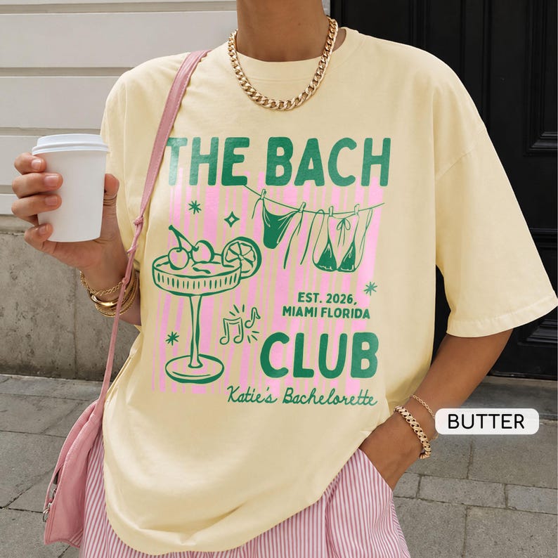 Custom Beach Bachelorette Shirt, The Bach Club Comfort Colors Shirt, Girls Weekend Bride Club Tee, Bridesmaid Gift,Bach Matching Party Shirt