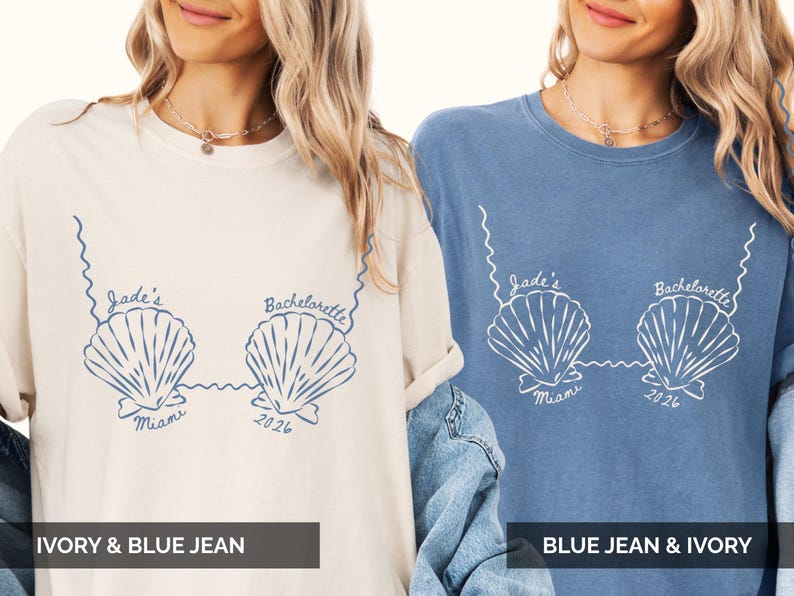Custom Beach Bachelorette Comfort Colors Shirts, Bikinis and Martinis Shirt, Last Toast On The Coast, Seashells and Wedding Bells