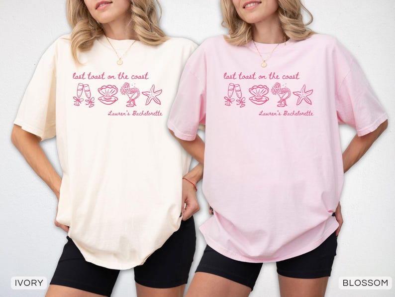 Last Toast on the Coast Bachelorette Comfort Colors® Shirts, Beach Bachelorette Group T-shirts, Coastal Bach Tee
