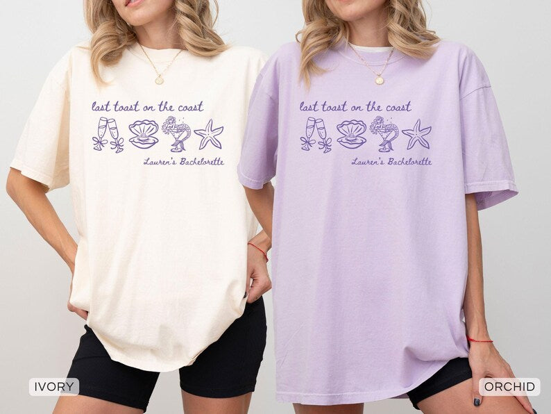 Last Toast on the Coast Bachelorette Comfort Colors® Shirts, Beach Bachelorette Group T-shirts, Coastal Bach Tee