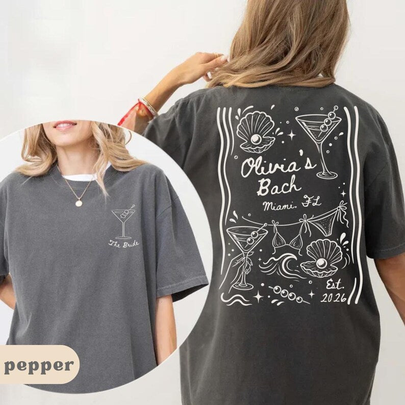 Custom Beach Bachelorette Comfort Colors Shirt, Coastal Bride Tee, Cocktail Party Shirt, Beach Bach Bridal Party Gift