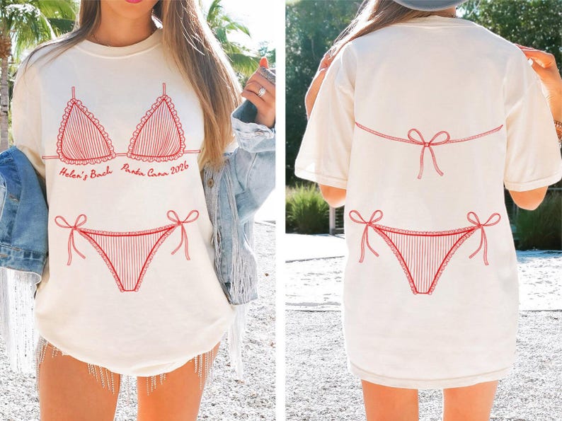 Personalized Bikini Bachelorette Shirt, Custom Beach Bach Party Shirt, Coastal Bachelorette Shirt, Bridal Party Shower Gift, Bachelor Shirt
