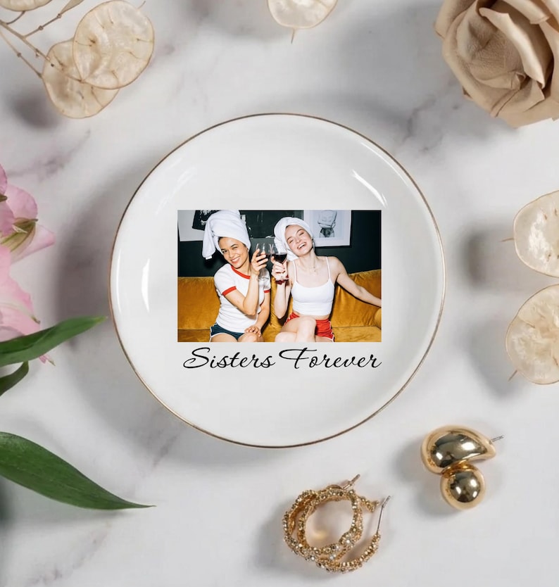 Personalised Photo Trinket Dish, Custom Jewelry Ring Dish, Trinket Tray for Best Friend, Bestie, Bridesmaid Proposal, Wedding Gift