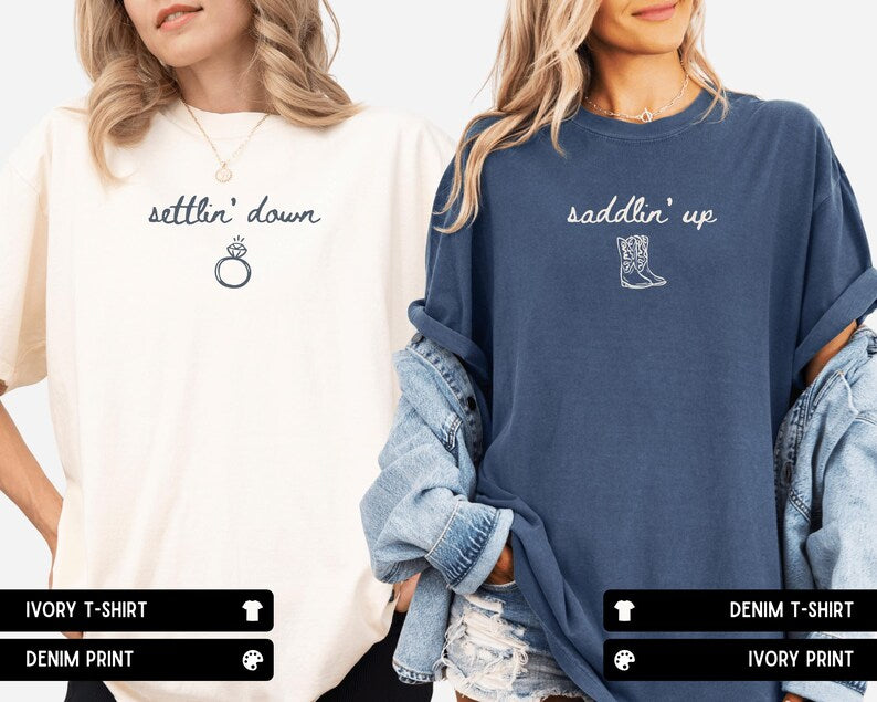 Saddlin' Up Bachelorette Comfort Colors Shirt, Custom Nashville Last Rodeo Bridal Party Tee