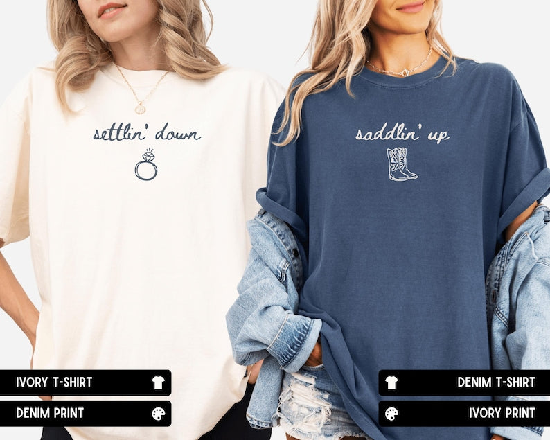 Saddlin' Up Bachelorette Comfort Colors Shirt, Custom Nashville Last Rodeo Bridal Party Tee