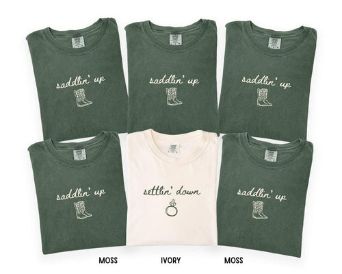 Saddlin' Up Bachelorette Comfort Colors Shirt, Custom Nashville Last Rodeo Bridal Party Tee