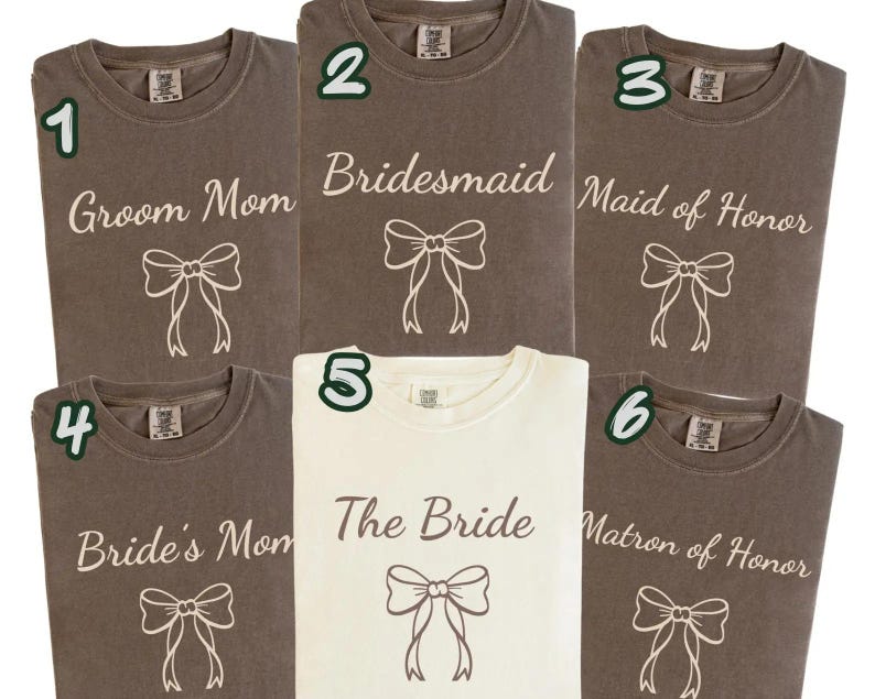 Matching Wedding Party 2026 T-Shirt, Bridal Party Bow T-Shirt, Wedding Guest Apparel, Minimalist Bride Tee