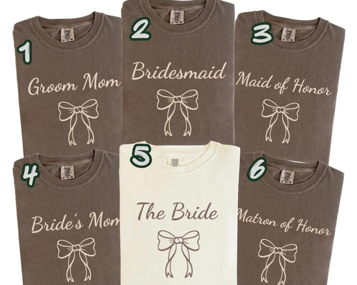 Matching Wedding Party 2026 T-Shirt, Bridal Party Bow T-Shirt, Wedding Guest Apparel, Minimalist Bride Tee