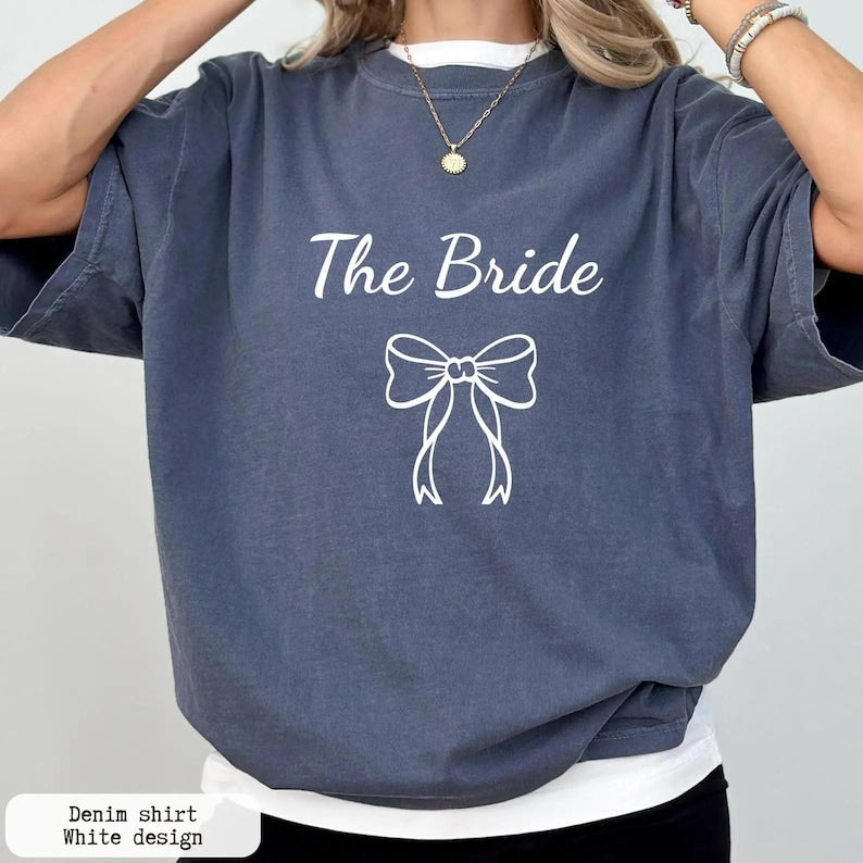 Matching Wedding Party 2026 T-Shirt, Bridal Party Bow T-Shirt, Wedding Guest Apparel, Minimalist Bride Tee