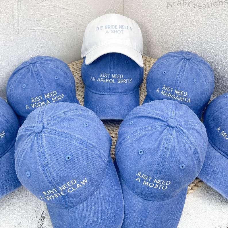 Custom Embroidered Wife of The Party Hats | Personalized Bachelorette Party Caps | Bridal Party Hats | Bridal Shower Gift | Bridesmaid Gifts