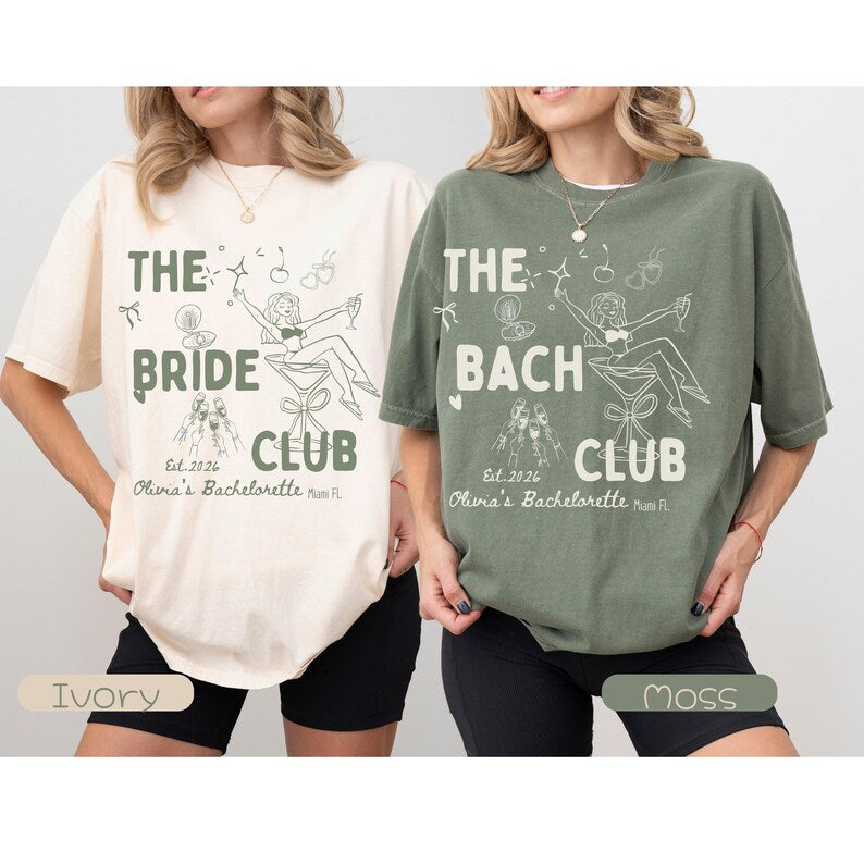 The Bach Club Custom Bachelorette Shirt,Retro Bridal Cocktail Party Tees,Trendy Disco Bride Crew Shirt,Modern Girls Night Out Merch