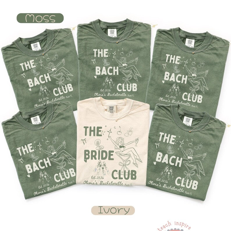 The Bach Club Custom Bachelorette Shirt,Retro Bridal Cocktail Party Tees,Trendy Disco Bride Crew Shirt,Modern Girls Night Out Merch