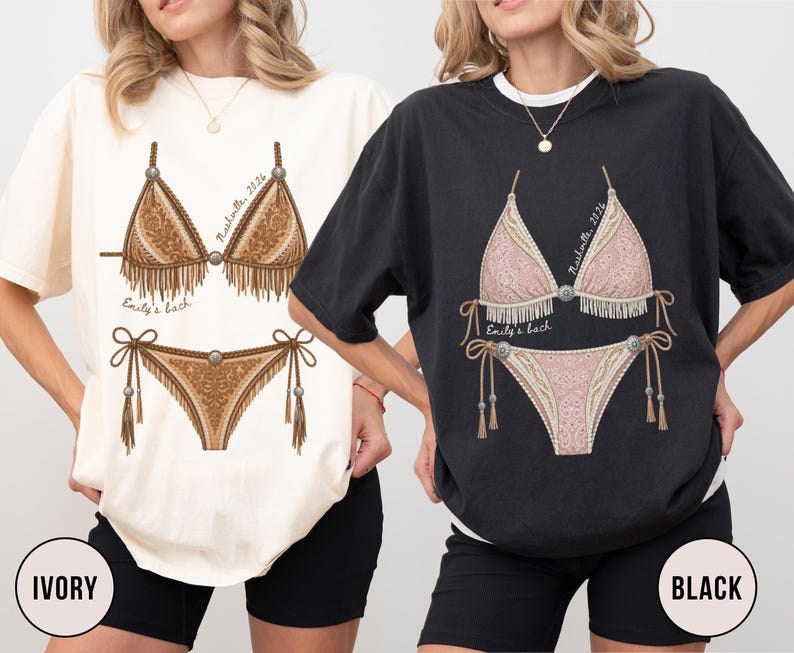 Custom Western Bachelorette Bikini Shirt, Cowgirl Bride Tee, Personalized Nashville Bach Shirts, Matching Country Bridal Squad, Last Rodeo