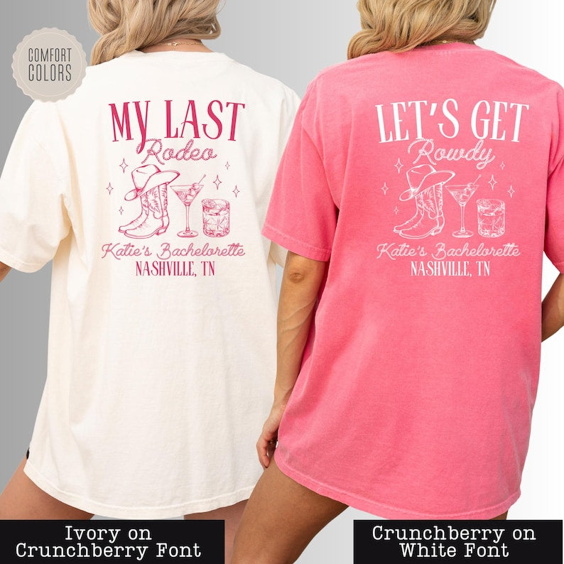 Comfort Colors® Nashville Bachelorette Shirts - Custom Last Rodeo Tshirt - Western Bridal Party - Cowgirl Bach - Country Bachelorette Party