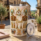 Personalized Travel Tumbler, Custom Adventure Cup, Vacation Lover Gift, Travel Theme Stainless Steel Tumbler
