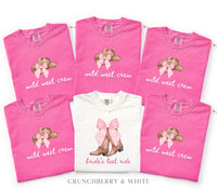 Bachelorette Shirt Bride’s Last Ride, Wild West Crew Tee, Comfort Colors® Western Cowgirl Boots Pink Bow Nashville Bachelorette Party tShirt