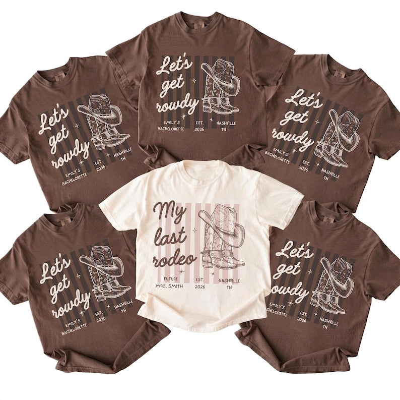 Last Rodeo Bachelorette Shirt, Personalized Location Western Bridal Party Shirt, Custom Western Bachelorette Shirt, Western Bride Shirt