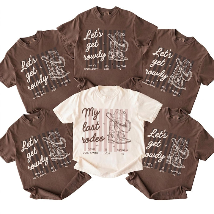 Last Rodeo Bachelorette Shirt, Personalized Location Western Bridal Party Shirt, Custom Western Bachelorette Shirt, Western Bride Shirt