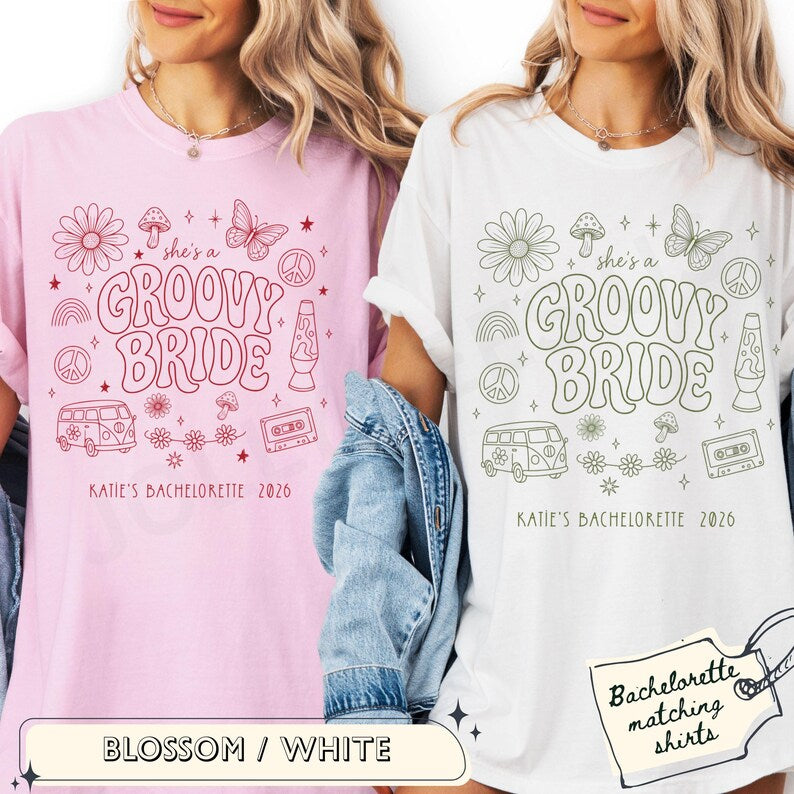 Groovy Bride Shirt, Dancing Bachelorette Party Shirt, Retro Disco Bride Squad Tee, Matching Bach Shirt, Bridal Party Custom Shirts